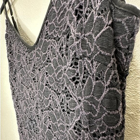 Milo Black & Deep Purple Lace Floral Crochet VNeck Strappy Maxi Dress P - Picture 5 of 12